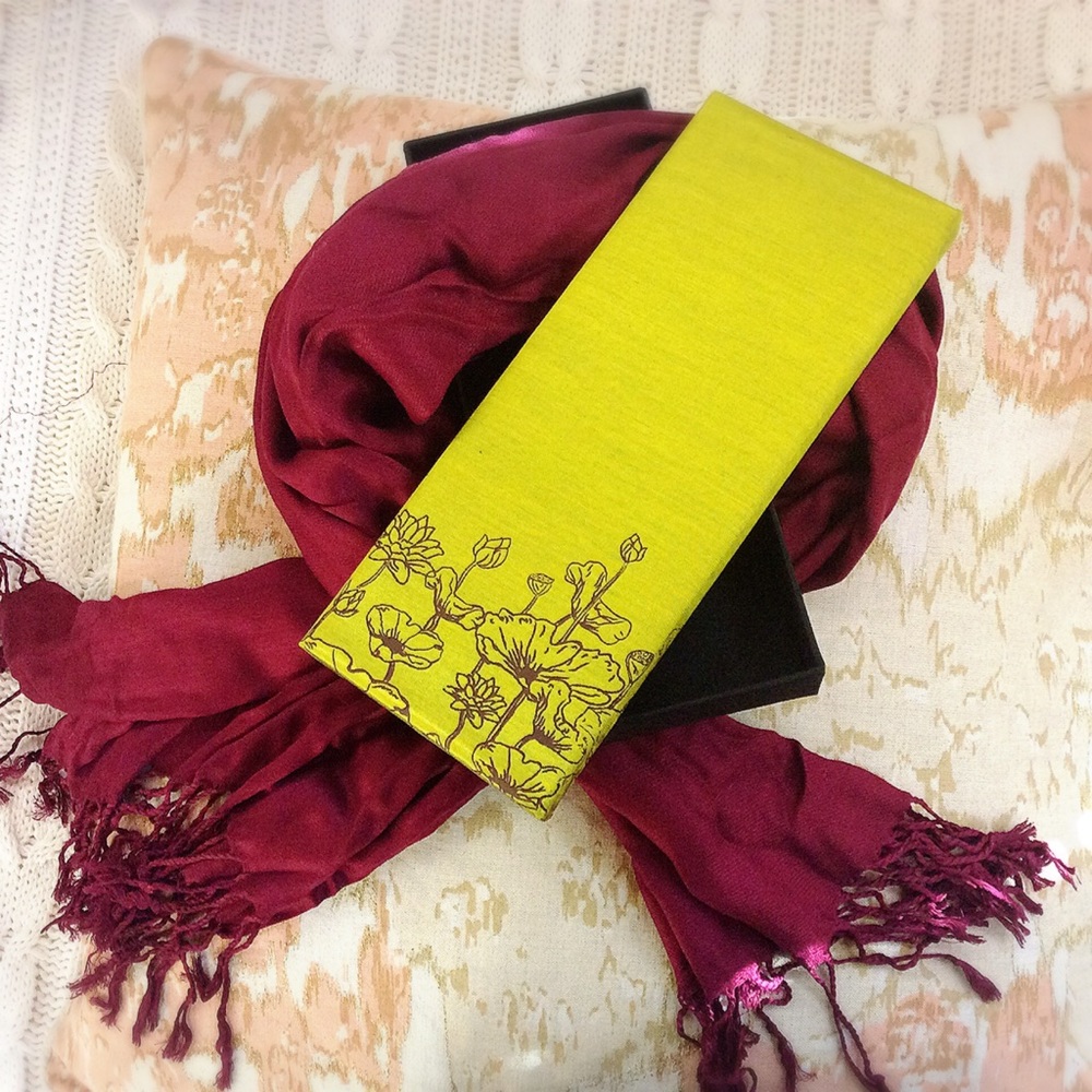 Red Pashmina Scarf in Thai Silk Box